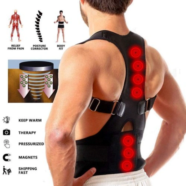 Posture Corrector Magnetic Straps - Adjustable, Black